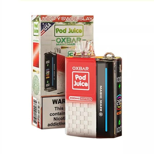 Magic Maze 2.0 Pod Juice Edition 30000 Puff Disposable E-Cig by Oxbar 50mg 13mL minty swirlslay with packaging