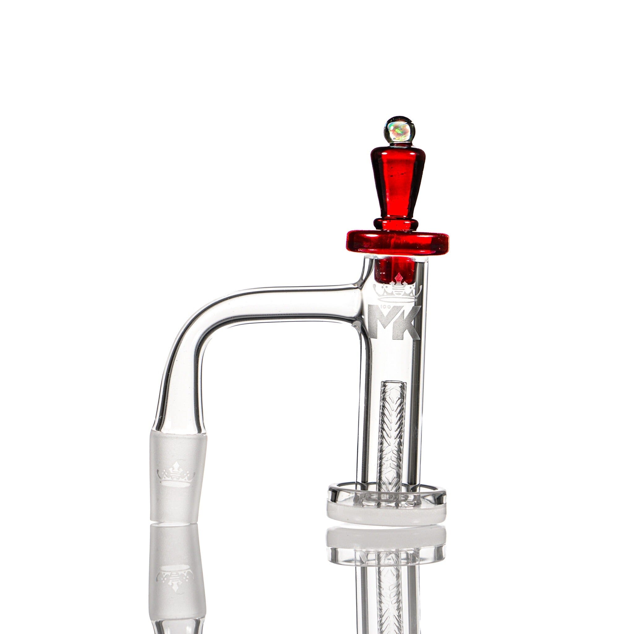 MKQB22 XL White Bottom Glass Banger by MKGlass 1pc Red