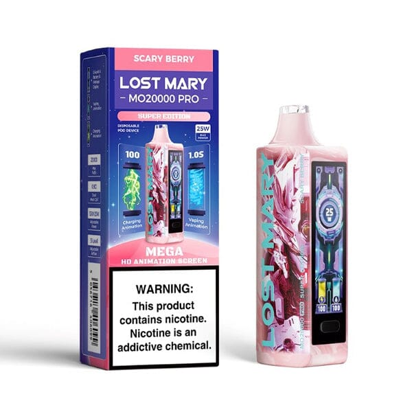 MO20000 Pro 20000 Puff Disposable E-Cig by Lost Mary 50mg 18mL scary berry with packaging