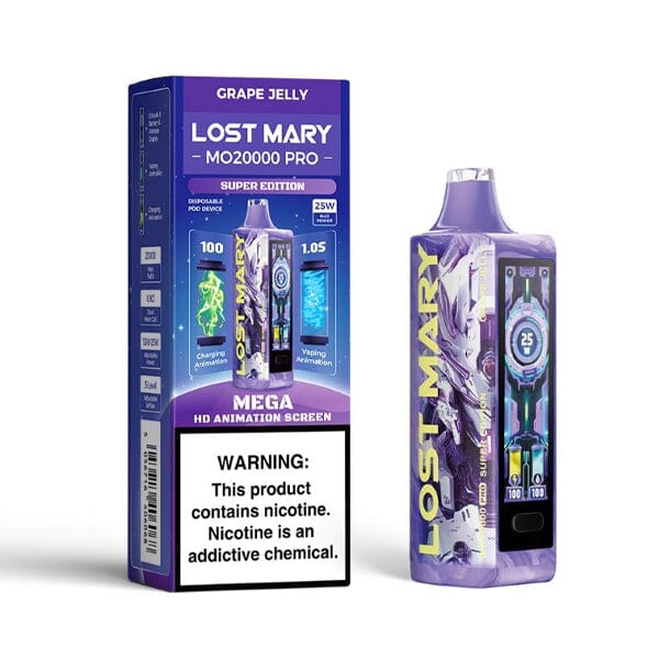 MO20000 Pro 20000 Puff Disposable E-Cig by Lost Mary 50mg 18mL grape jelly with packaging