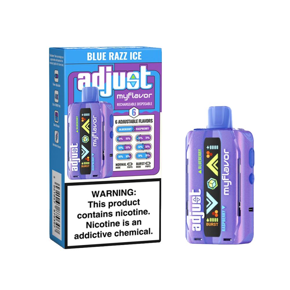 My Series 40000 Puff Disposable E-Cig by Adjust 50mg 20mL My Flavor Blue Razz Ice with packaging