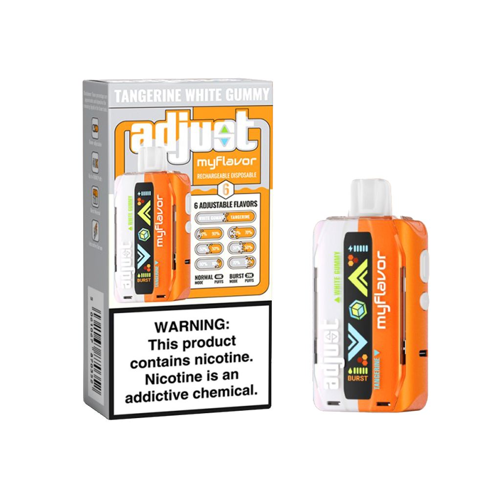 Adjust MyCool Disposable Tangerine White Gummy with packaging