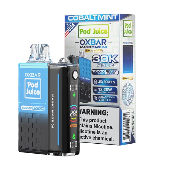 Oxbar Magic Maze 2.0 Pod Juice Edition Disposable 30000 Puffs 13mL 50mg cobalt mine with packaging