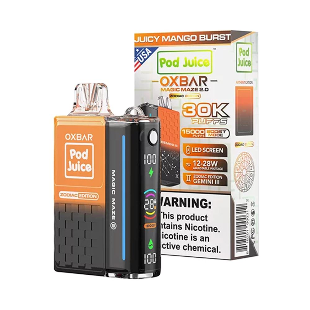 Oxbar Magic Maze 2.0 Pod Juice Edition Disposable 30000 Puffs 13mL 50mg - Juicy Mango Burst with packaging