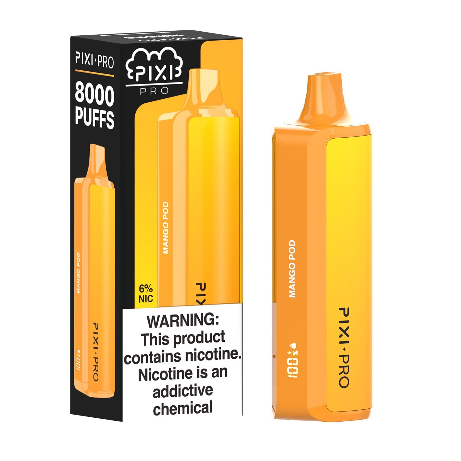 Pixi Pro Disposable 8000 Puffs 14mL 60mg Mango Pod with packaging