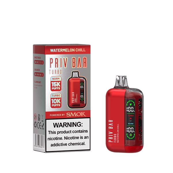 Priv Bar Turbo Disposable 16mL 50mg Watermelon Chill with Packaging