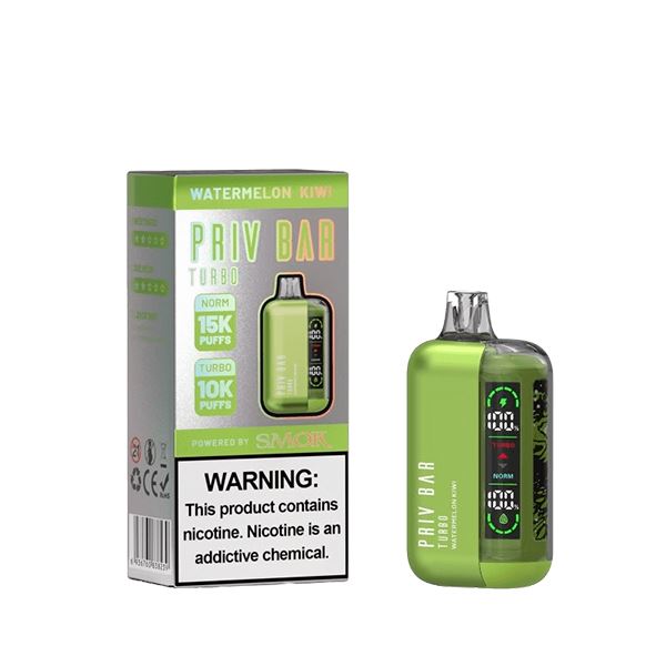 Priv Bar Turbo Disposable 16mL 50mg Watermelon Kiwi with Packaging