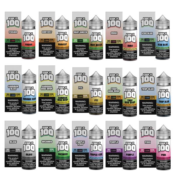 Purple by Keep It 100 Tobacco-Free Nicotine Series 100ml Bottlle Group Photo