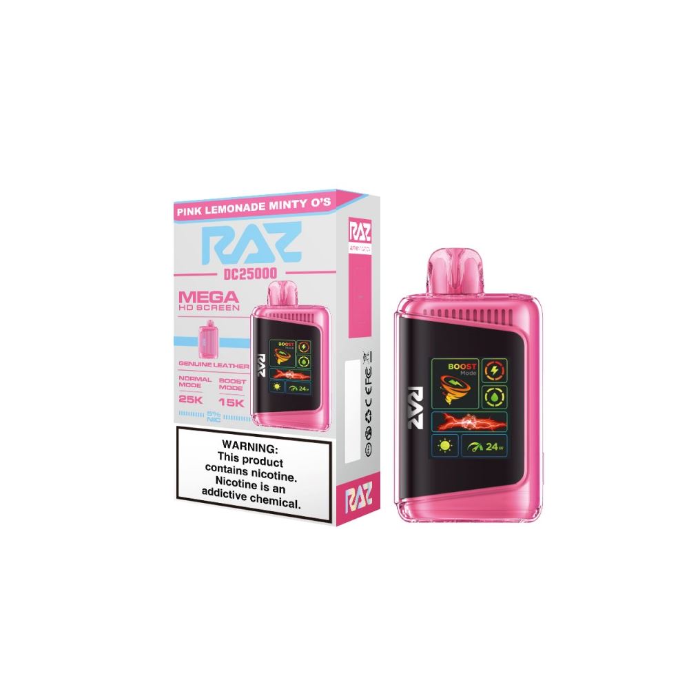 RAZ DC25000 Disposable 25000 Puffs 16mL 50mg - Pink Lemonade Minty O's with Packaging