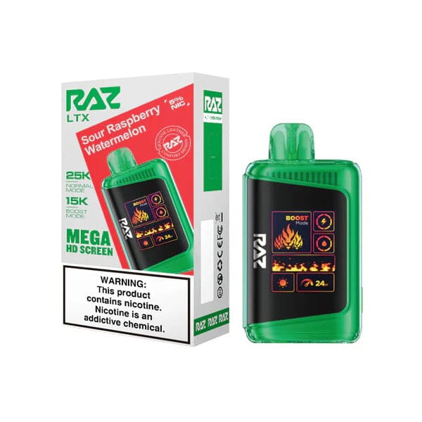 RAZ LTX 25K Disposable sour raspberry watermelon with packaging