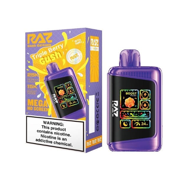 RAZ LTX 25K Disposable Gush Edt Triple Berry Gush with packaging