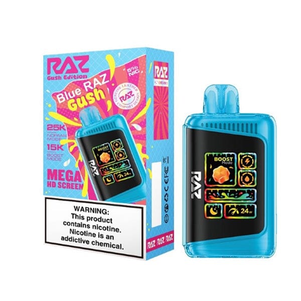 RAZ LTX 25K Disposable Gush Edt Blue Razz Gust with packaging