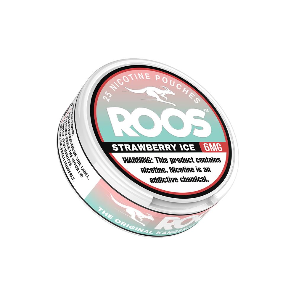 Roos Nicotine Pouches (25ct Can)(5-Can Pack) - Strawberry Ice 6mg