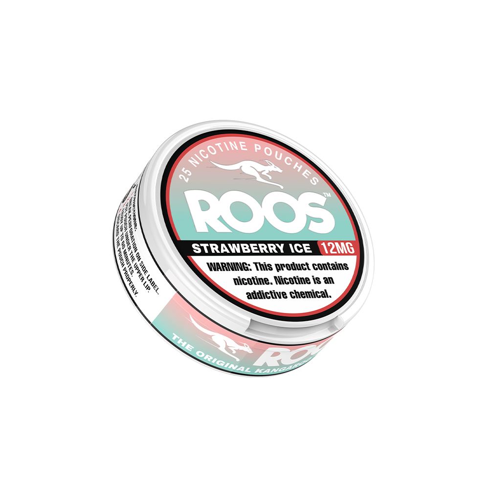 Roos Nicotine Pouches (25ct Can)(5-Can Pack) - Strawberry Ice 12mg