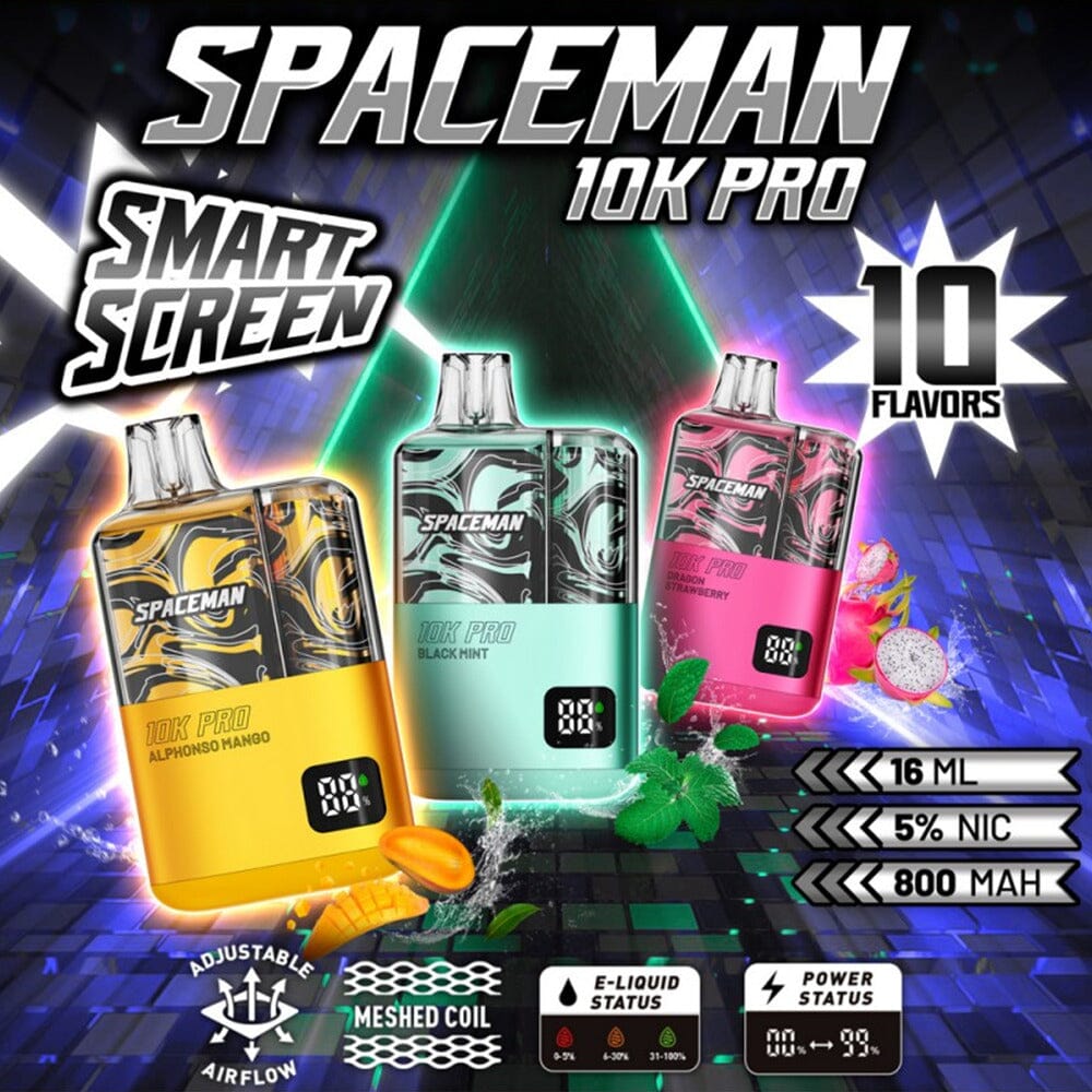 SMOK – Space Man Disposable 10,000 Puffs 15ml 50mg group photo with specs