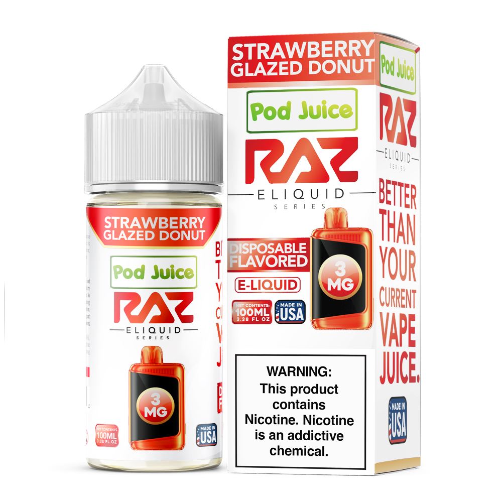  Strawberry Glazed Donut | Pod Juice x RAZ | 100mL | Bottle with Packaging