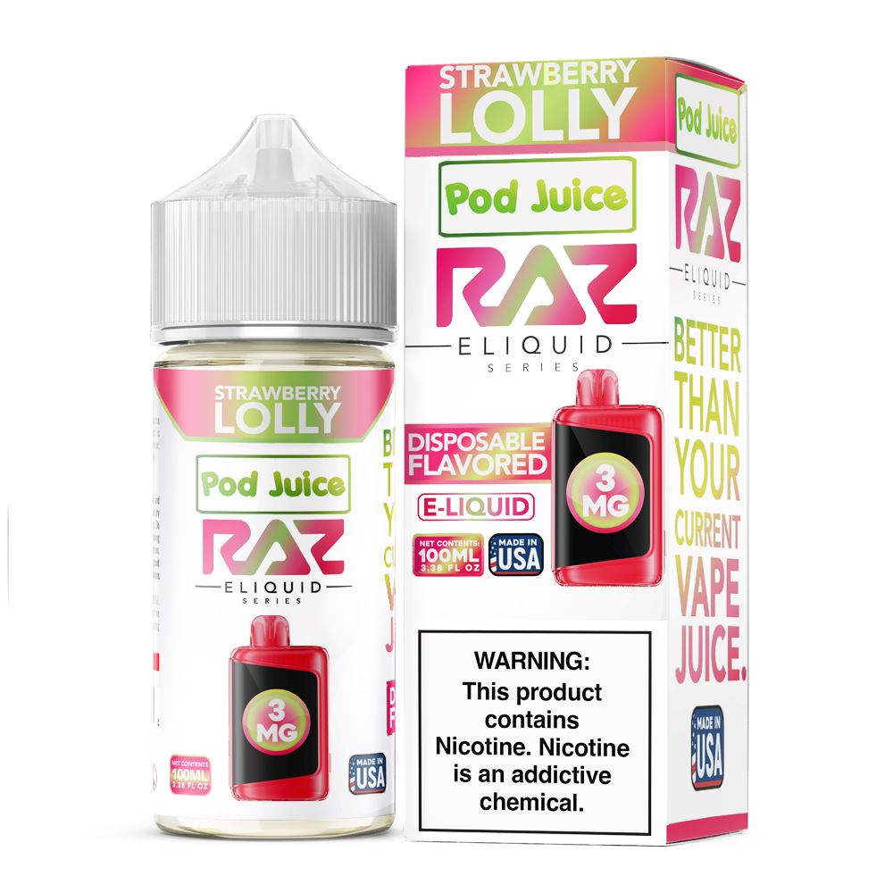 Strawberry Lolly | Pod Juice x RAZ | 100mL | Bottle with Packaging