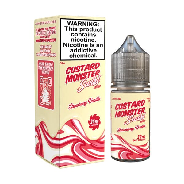 Strawberry Vanilla Custard Swirl Series Salts E-Juice by Monster Vape Labs 30mL with packaging