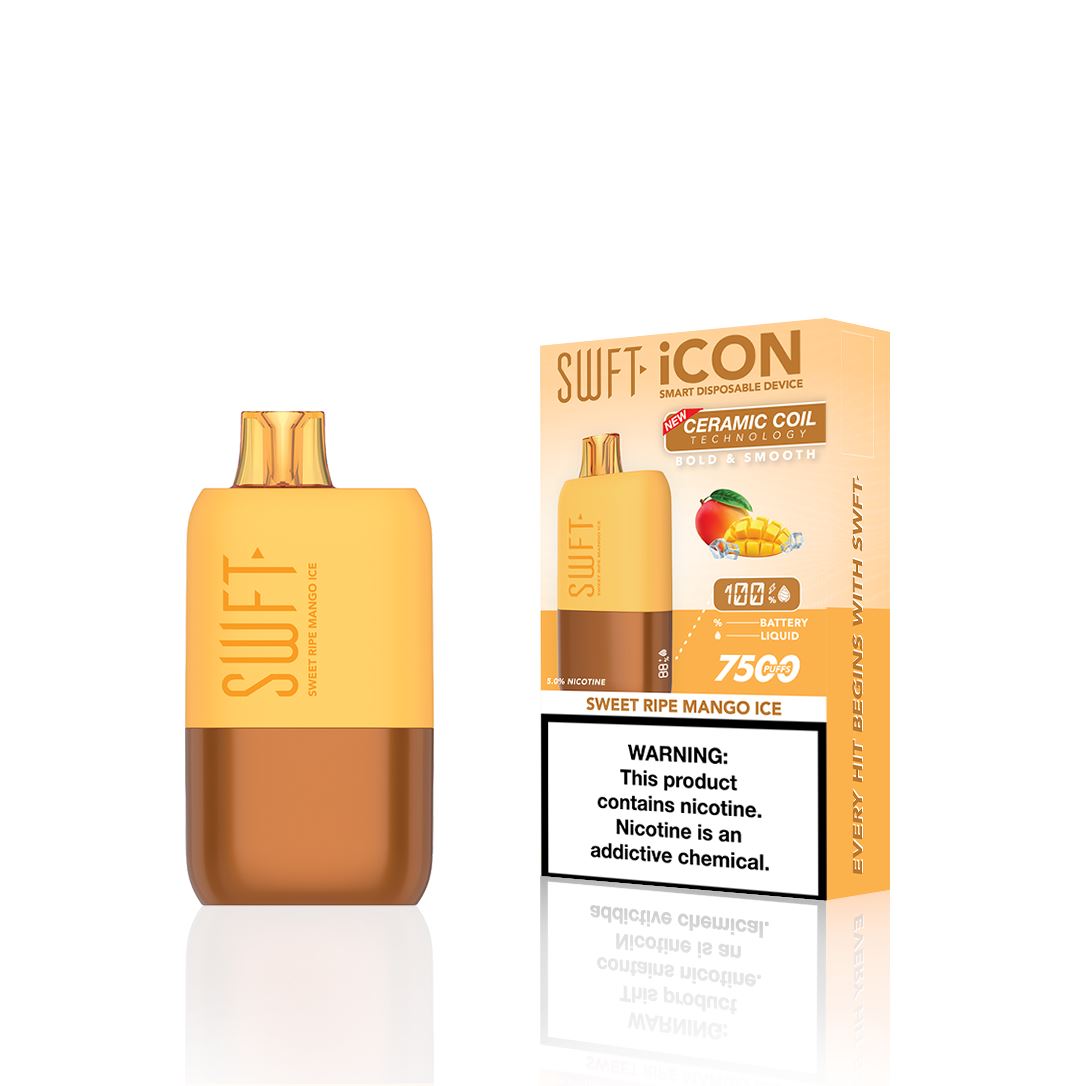 SWFT Icon Disposable | 7500 Puffs | 17mL | 5% - Sweet Ripe Mango Ice with packaging