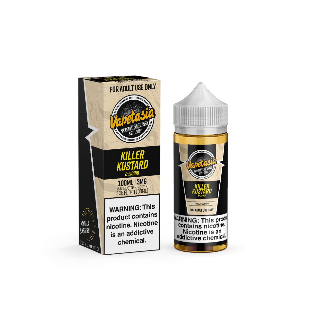 Vapetasia 100mL - Killer Kustard 00mg with packaging