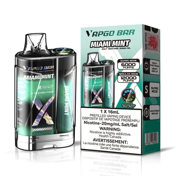 VAPGO Bar X 12K Disposable miami mint with packaging