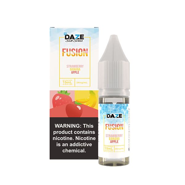 7Daze Fusion Salt Series | 15mL | 24mg - STRAWBERRY BANANA APPLE Ice with packaging