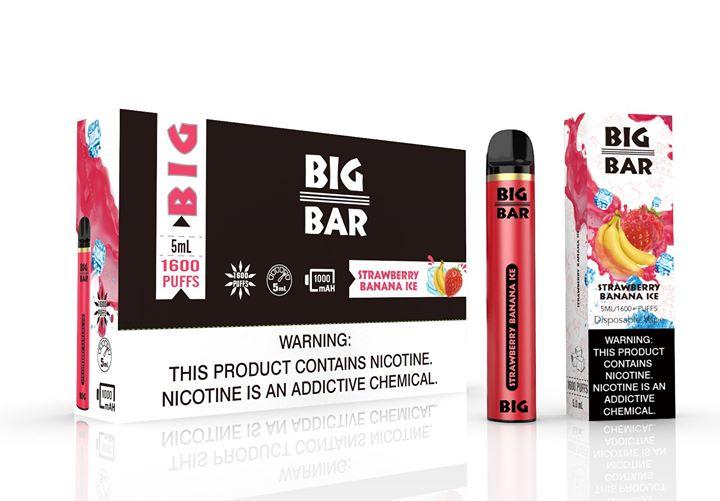 Big Bar 5% Disposable (Individual) - 1600 Puffs strawberry banana ice with packaging