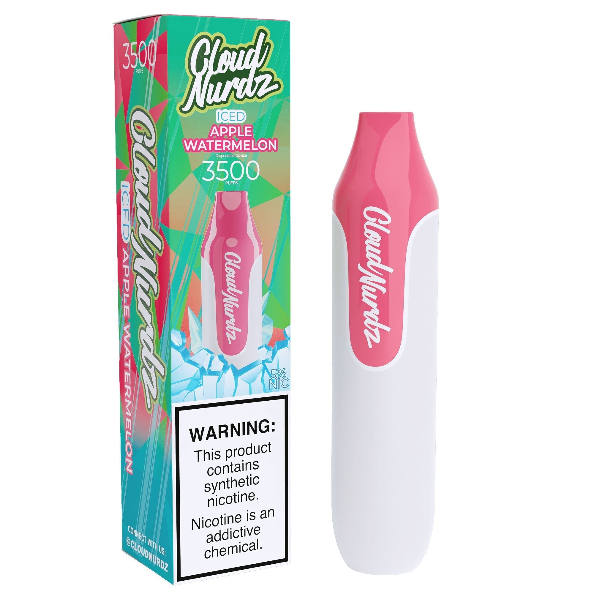 Cloud Nurdz Disposable Series | 10ml | 3500 Puffs - Apple Watermelon Iced with packaging