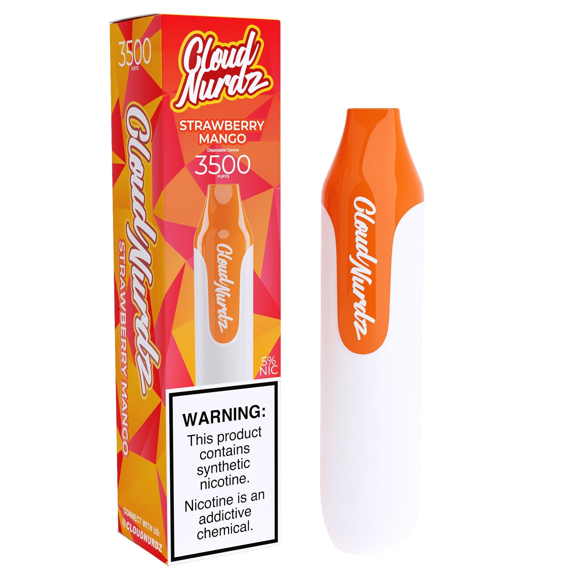 Cloud Nurdz Disposable Series | 10ml | 3500 Puffs - Strawberry Mango with packaging