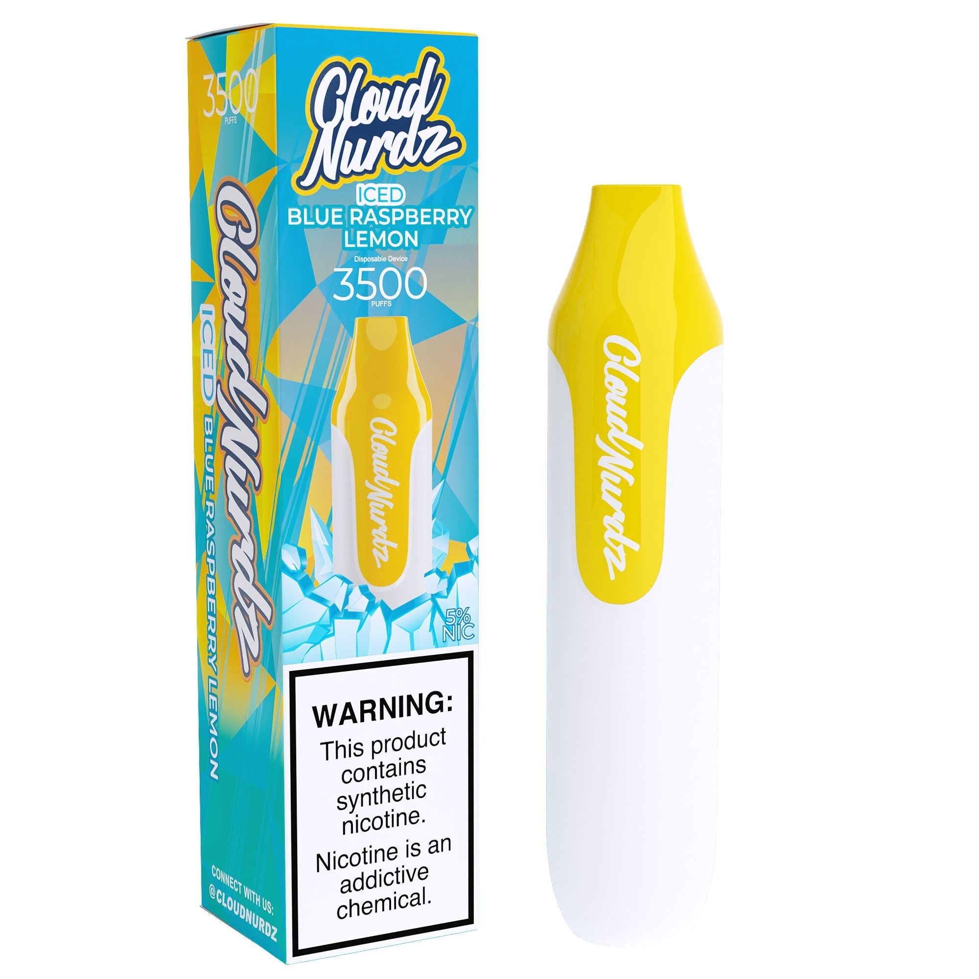 Cloud Nurdz Disposable Series | 10ml | 3500 Puffs - Blue Raspberry Lemon Iced with packaging