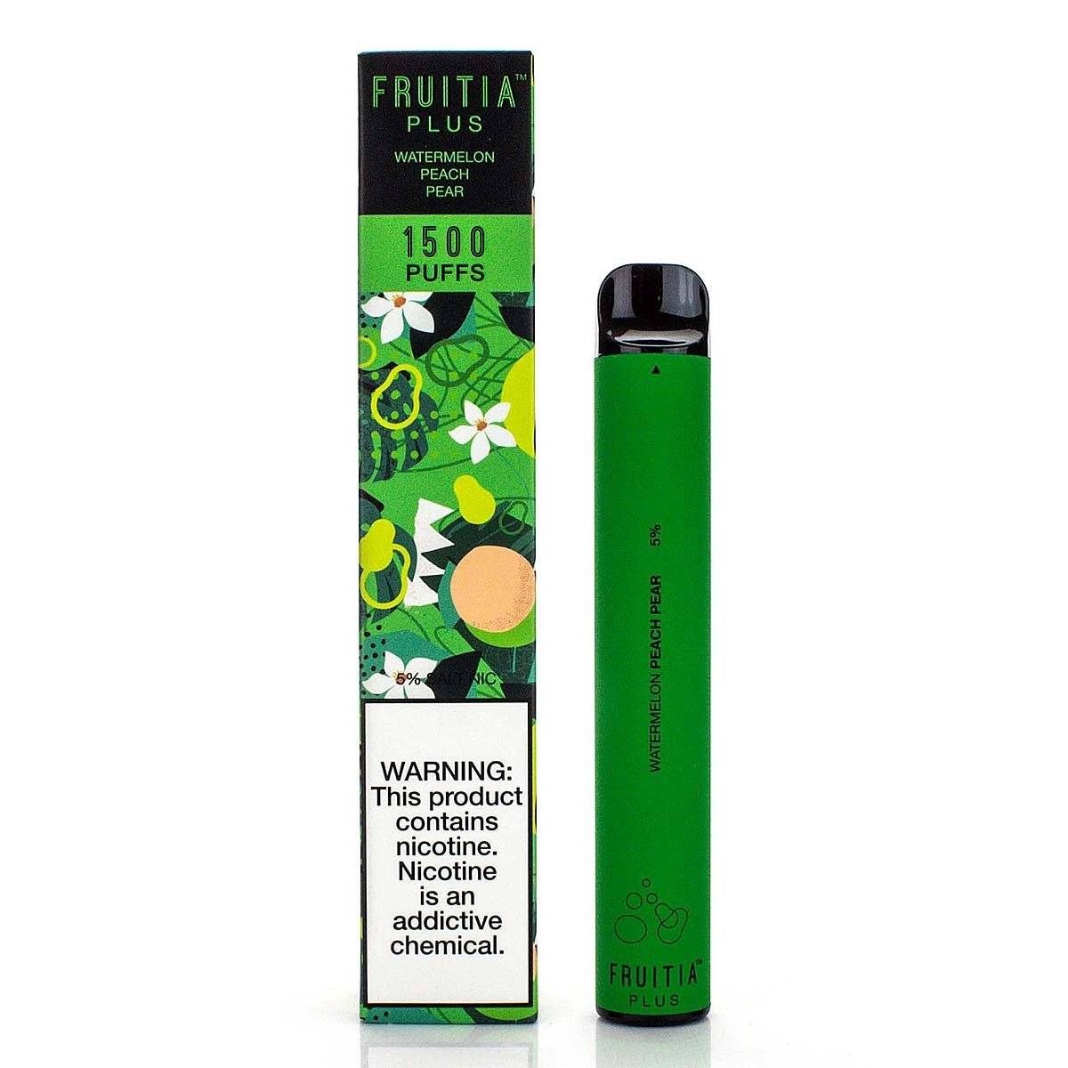 Fruitia Plus Disposable Device - 1500 Puffs watermelon peach pear with packaging