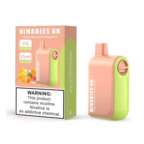 HorizonTech – Binaries Cabin Disposable 6000 puffs 15mL orange watermelon pineapple ice with packaging