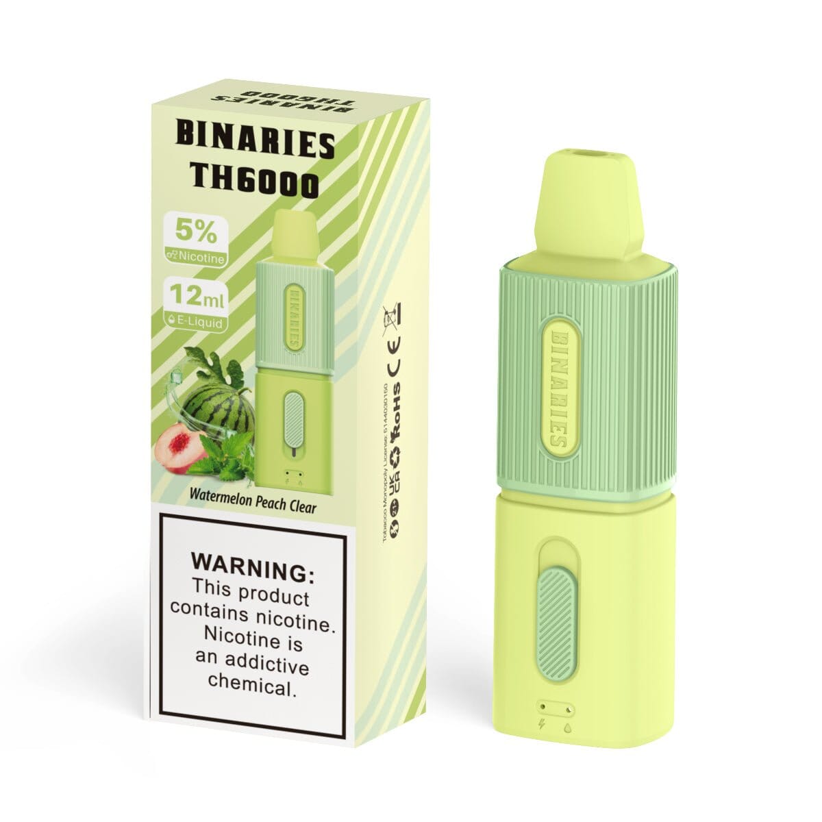 HorizonTech – Binaries Cabin Disposable TH | 6000 Puffs | 12mL | 50mg Watermelon Peach Clear with packaging