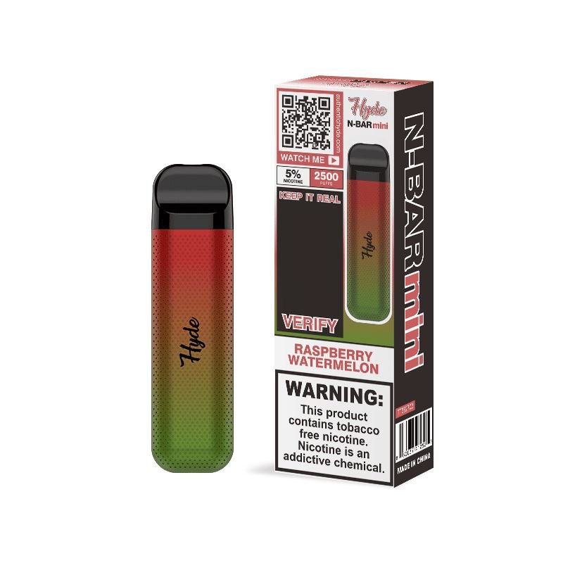 Hyde N-Bar Mini Disposable | 2500 Puffs | 7mL - Raspberry Watermelon with packaging