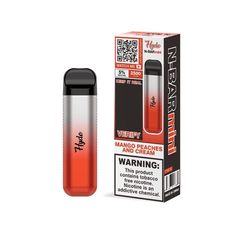 Hyde N-Bar Mini Disposable | 2500 Puffs | 7mL - Mango Peaches and Cream with packaging