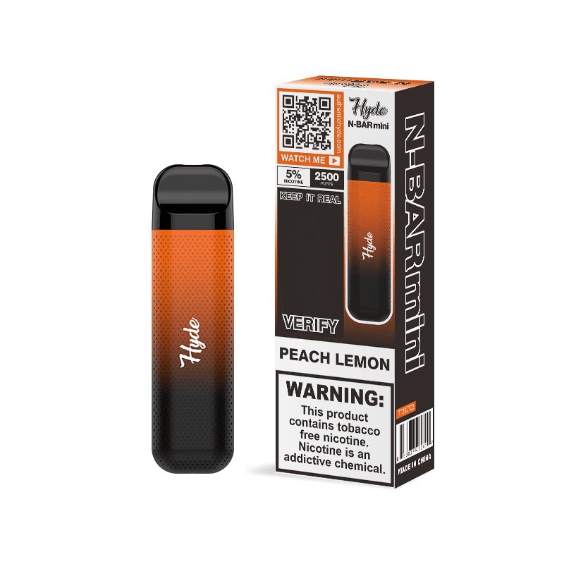 Hyde N-Bar Mini Disposable | 2500 Puffs | 7mL - Peach Lemon with packaging