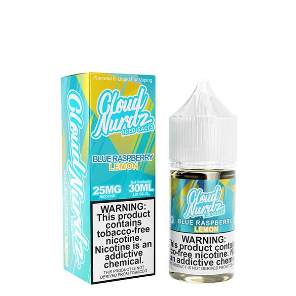 Iced Blue Raspberry Lemon by Cloud Nurdz TFN Salts 30mL with packaging