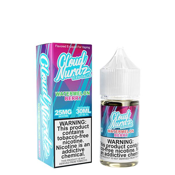 Iced Watermelon Berry by Cloud Nurdz TFN Salts E-Liquid 30ml with packaging