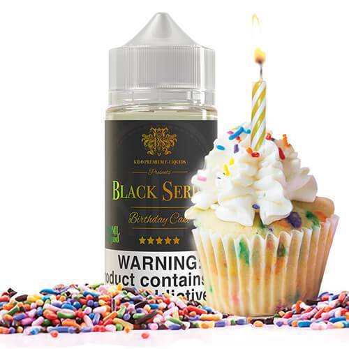 KILO BLACK SERIES | Birthday Cake 100ML eLiquid bottle with background