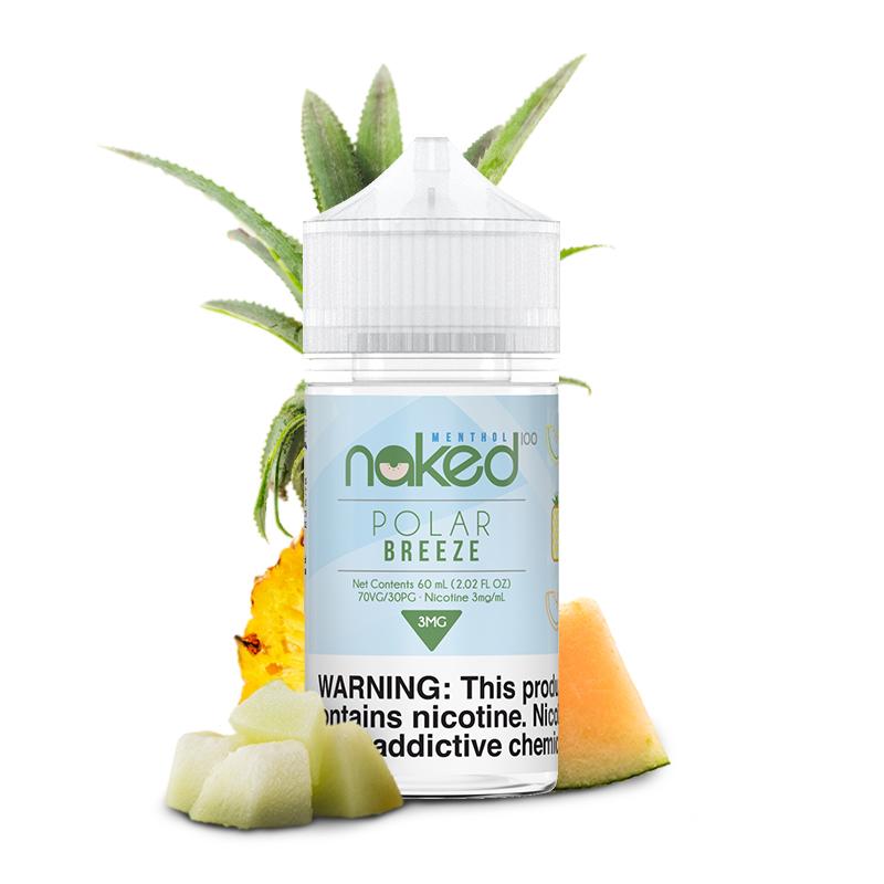 Melon (Polar Breeze) by Naked 100 Menthol 60ml bottle with background