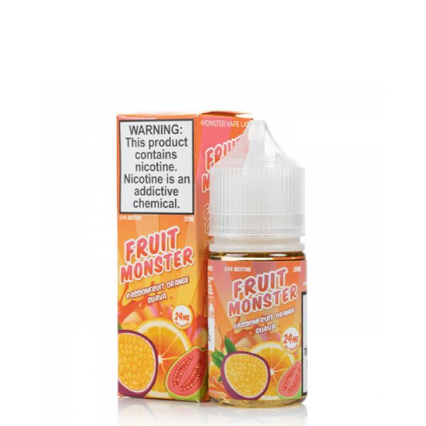 Passionfruit Orange Guava By Fruit Monster Salts E-Liquid with packaging