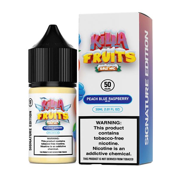 Peach Blue Raspberry on Ice by Killa Fruits Signature TFN Salts Series 30mL with Packaging