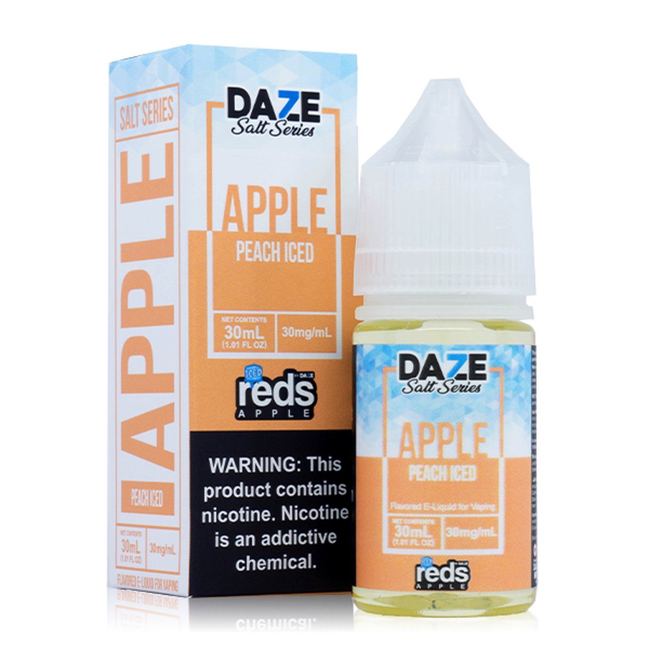 Peach Iced by Reds TFN Salt E- Liquid with packaging