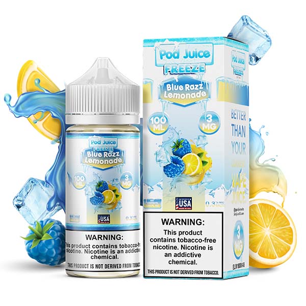 Blue Razz Lemonade Freeze  by Pod Juice TFN Series 100mL with packaging