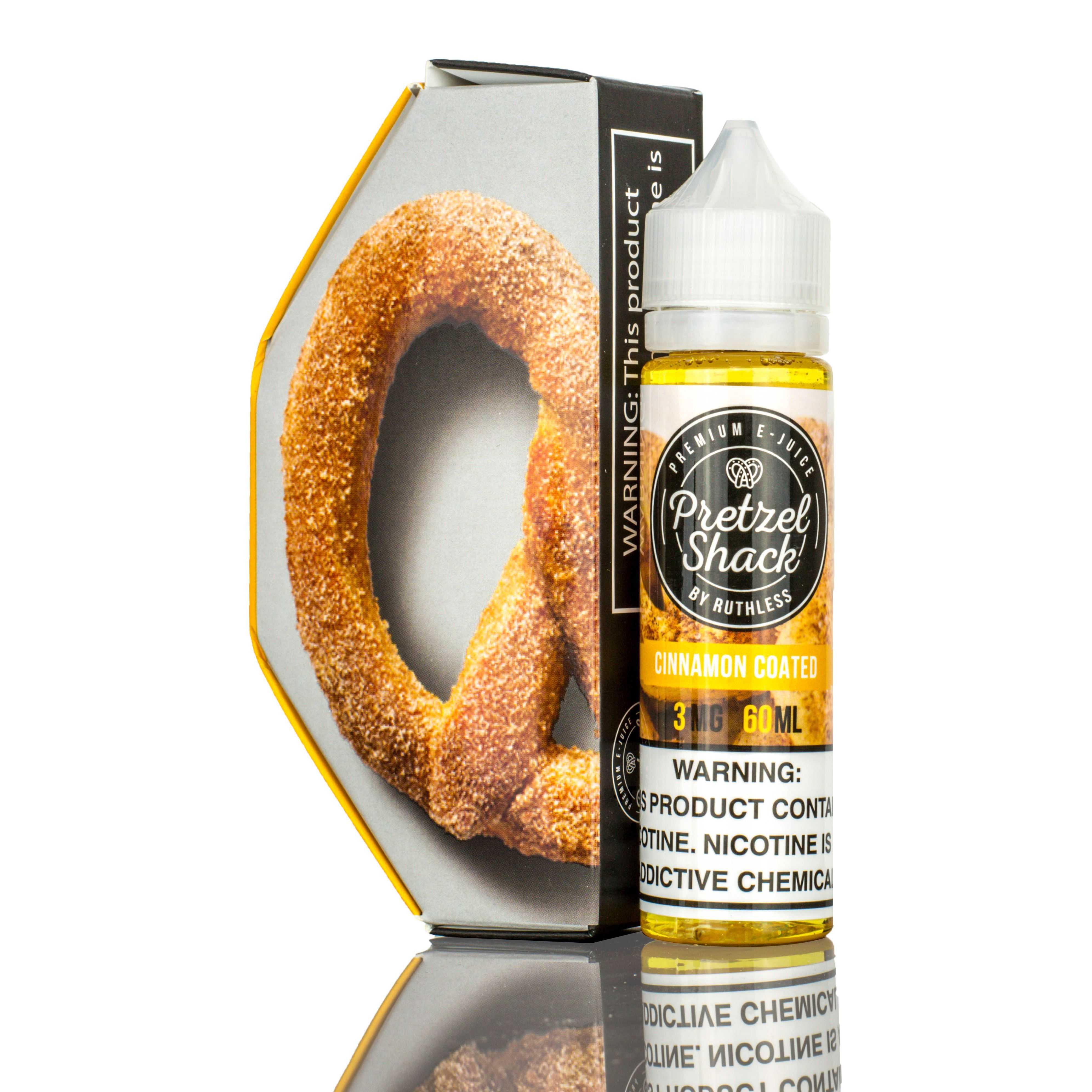 Pretzel Shack | Cinnamon Coated eLiquid bottle with background