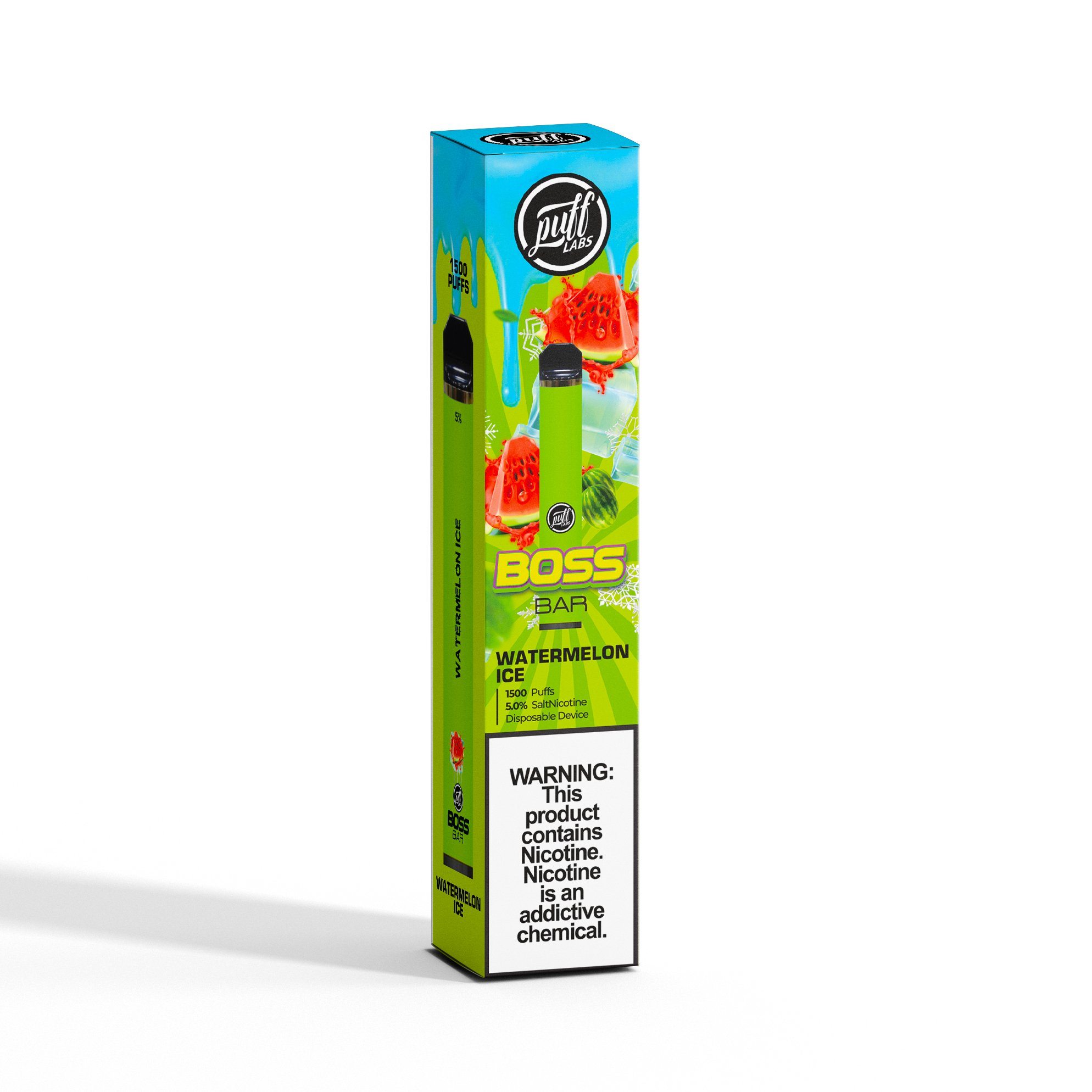 PUFF LABS | Puff Boss Bar Disposable 5% Nicotine (Individual) watermelon ice packaging