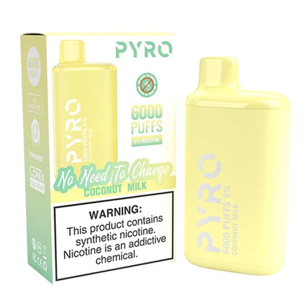 Pyro Disposable | 6000 Puffs | 13ml | 5% Coconut Milk with packaging