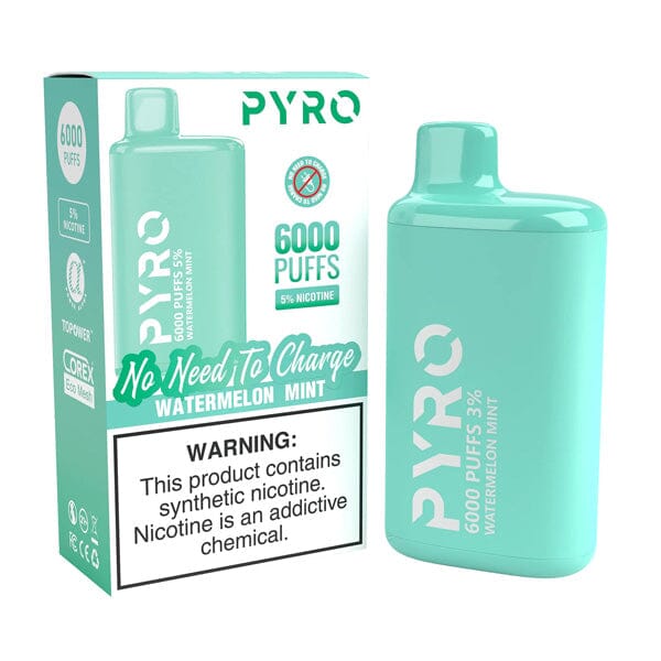 Pyro Disposable | 6000 Puffs | 13ml | 5% Watermelon Mint with packaging