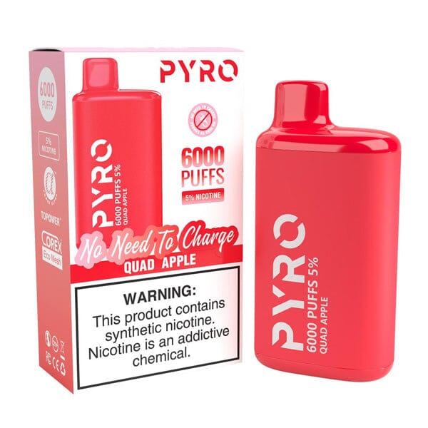 Pyro Disposable | 6000 Puffs | 13ml | 5% Quad Apple with packaging