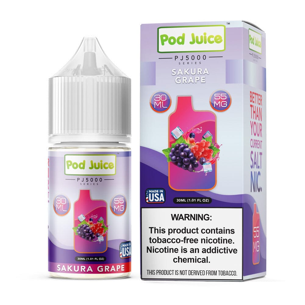 Sakura Grape by Pod Juice PJ5000 Series Salt 30mL with Packaging